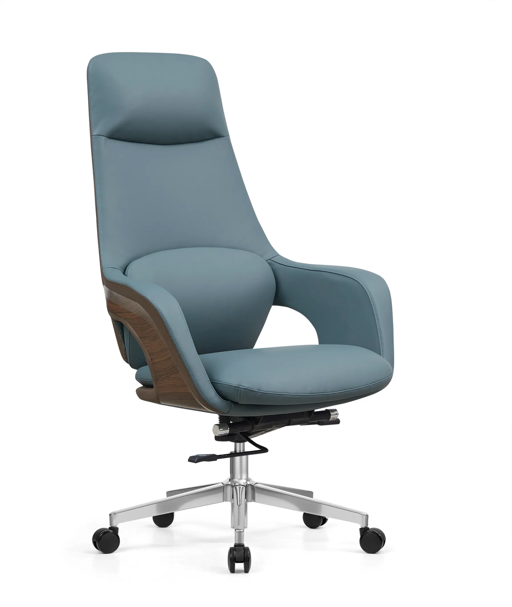 blue leather office chair
